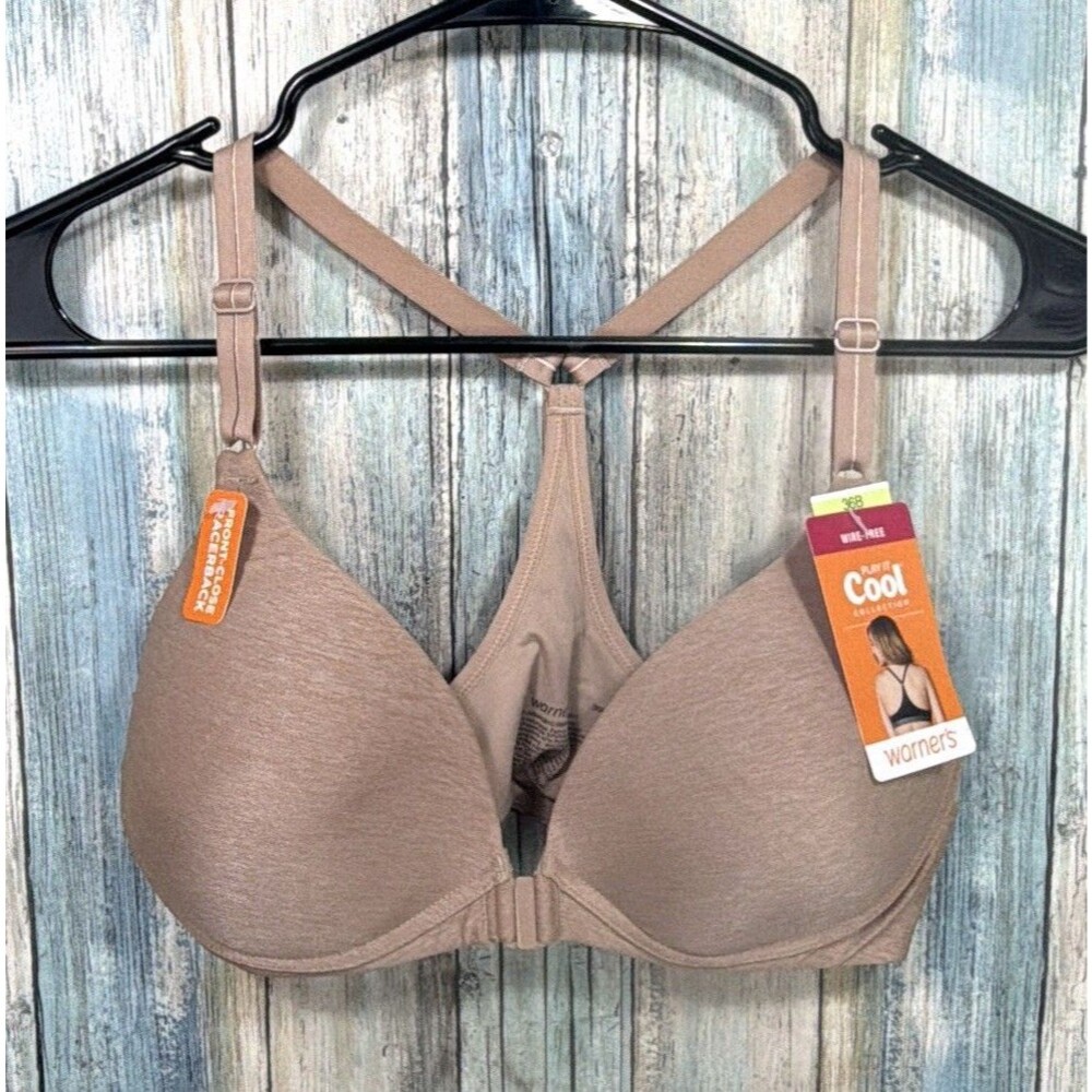 Warners Play It Cool Wire Free Racerback Bra Toasted Almond 36B NWT